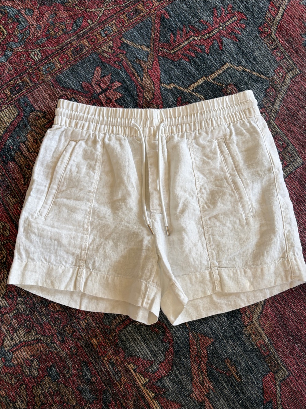 Athleta Women's White Linen Drawstring Shorts